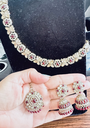 Sleek Maroon Necklace set with Tikka