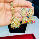 Teardrop jhumka with Maang Tikka